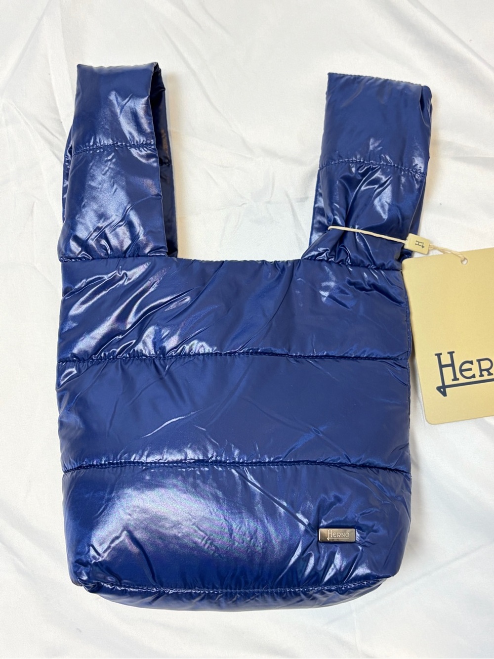 Herno Ultralight Quilted Nylon Mini Wristlet Handbag Blue NEW